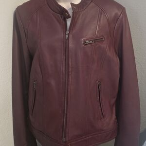 Woman's Burgundy Leather Jacket